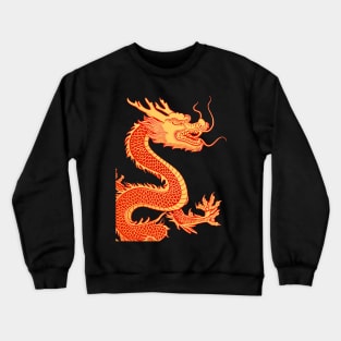 Chinese Golden Dragon on a Lucky Red Background: Chinese New Year, Year of the Dragon on a dark (Knocked Out) background Crewneck Sweatshirt